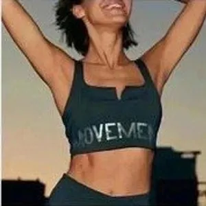 Free People Movement Gray Iridescent Lettering Crop Top Shelf Bra Medium thumbnail 2