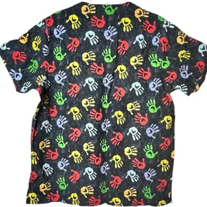Colorful Handprint Healthcare Worker Scrub Top Shirt thumbnail 5