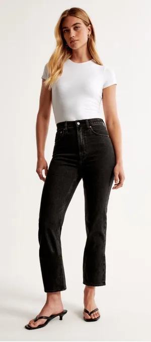 Abercrombie High-Rise Ankle Straight Jeans thumbnail 1
