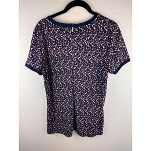 Lauren Ralph Lauren Geometric Print‎ Short Sleeve Zipper Back Blouse Sz LCareer thumbnail 4