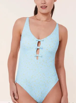 Andie The Mana One Piece Swimsuit blue Floral size L‎ NWT thumbnail 1