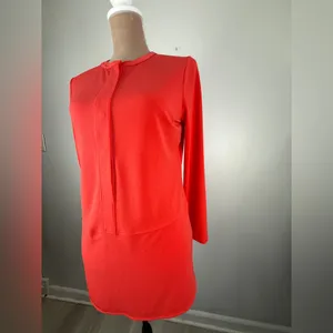 Ralph Lauren Red Long-Sleeve Shift Blouse thumbnail 2