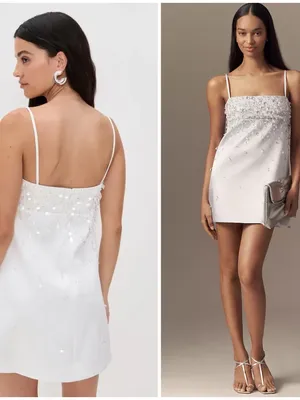 NWT Retrofete Cornelia Crystal Embellished White Mini Short Dress Sz XL thumbnail 4
