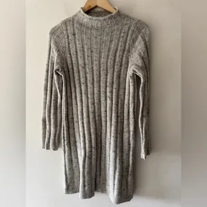 Madewell Gray Donegal Rolled‎ Mockneck Sweater Dress Wool Blend thumbnail 2