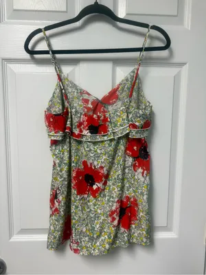 glam Red Floral Ruffle Cami thumbnail 4