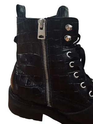 AllSaints Donita Croco Leather Combat Boots thumbnail 8