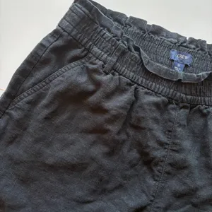 J. Crew Smocked Waist Linen Blend Shorts Ruffle‎ Elastic Black Size Small thumbnail 3