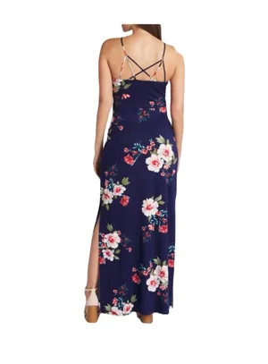 Navy Floral Maxi Knit Dress thumbnail 4