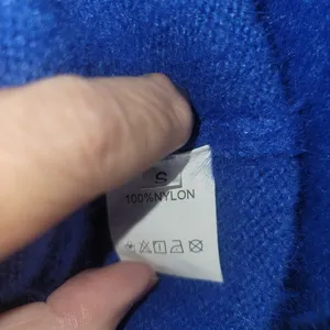 Y2K V-Neck Fuzzy Eyelash Knit Sweater Vibrant Royal Blue Small UltraSoft Fluffy thumbnail 3