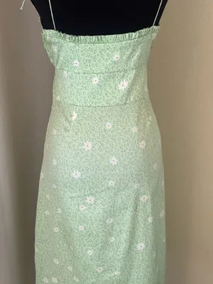 For Love & Lemons Robin Cheetah Midi Dress Green Floral Tie Strap Size S thumbnail 6