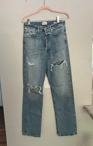 Citizens of humanity Eva light wash straight leg mid rise distressed jeans 25 thumbnail 5