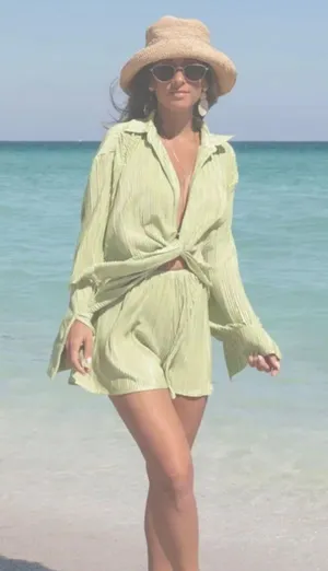 Vici Two Piece Green Satin Set thumbnail 1