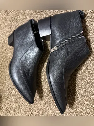 Everlane Womens The Boss Boot Ankle 6 Pointed Toe Heel Pebbled Leather Blk 8 thumbnail 5