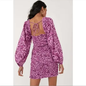 Free People Smock It to Me Long Sleeve Minidress in‎ purple floral XS thumbnail 2