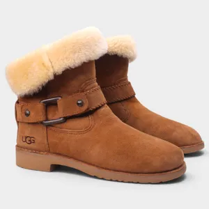 UGG Cedric Womens 8 Chestnut Suede Sheepskin Cuff Buckle Boots thumbnail 1