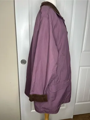 LL Bean Field Coat Barn Coat Womens Plus 3X Chore Jacket Purple Flannel Lined thumbnail 5