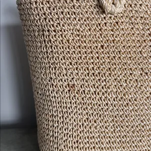 Elegant Tan Woven Tote Bag thumbnail 5