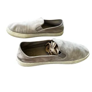 Tory Burch Max Slip On Sneakers‎ 9.5 Grey Suede Leather Casual Designer Shoes thumbnail 3