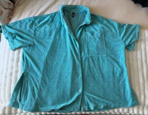 triangl swimwear Turquoise and Black Striped Swim Coverup top thumbnail 1
