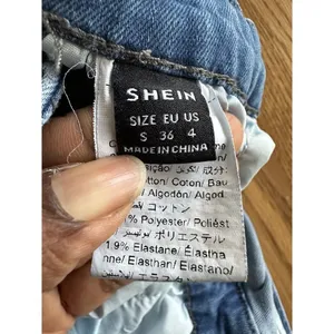 Shein Women's Roll Up Hem Denim Overall Romper Light Wash Blue Size 4 thumbnail 4