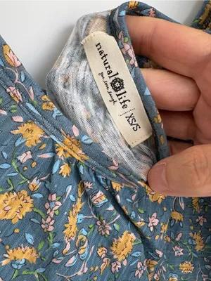 Natural Life oversized Blue Floral Cotton Swing Tank Top Boho size XS/S thumbnail 6