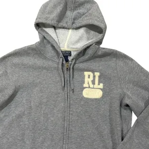 VTG Ralph Lauren RL 67 Grey Full Zip Hoodie Sweatshirt Women's L LG Cotton Blend thumbnail 2