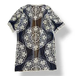 Janice Apparel NWT Vintage Style Navy Blue‎ Embroidered Lace Kimono OS Boho thumbnail 6