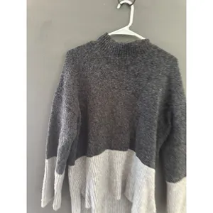Michael Kors Womens Mock Neck Colorblock High Low‎ Knit Sweater Gray XL thumbnail 3