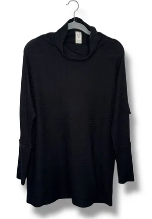 We The Free Black Textured‎ Cowl Neck Long Sleeve Tunic Top Women Size S thumbnail 1