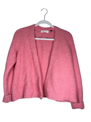Sleeping On Snow By Anthropologie Pink Ribbed Fuzzy Open Cardigan S thumbnail 4