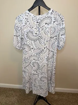 LOFT Paisley Button Front‎ Tiered Mini Dress Size XS thumbnail 3