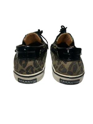 Sperry‎ Leopard Print Canvas Boat Shoes with Black Trim thumbnail 6