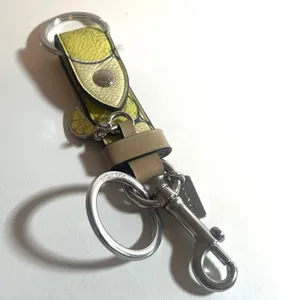 Coach Trigger Snap Keychain Yellow Lemon Leather Silver Hardware NYC thumbnail 2