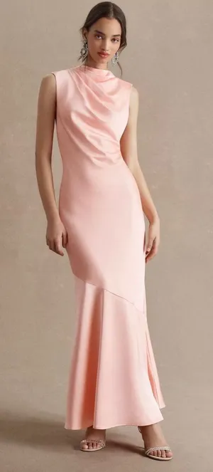 Significant Other Lana Maxi Dress in Parfait Pink, Size 4, Elegant Satin Evening thumbnail 1