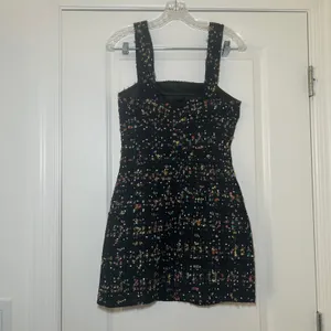 Amanda Uprichard Ace Black Confetti Tweed Mini Dress Multi Color Metallic Small thumbnail 5