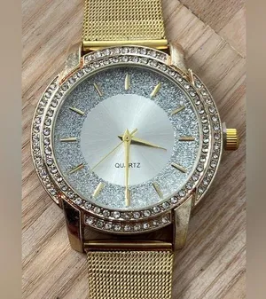 Crystal Embellishments Ladies Watch Silver Shimmery Dial Gold-Tone Bracelet thumbnail 1