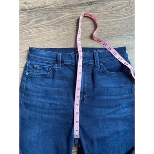 EUC Womens 7 for all mankind the high waist‎ ankle skinny jeans raw hem size 28 thumbnail 8