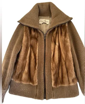 Vintage Camel Mink Fur Jacket Size M thumbnail 2