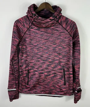 Gap Funnel Neck Hoodie Pullover S Pink‎ Space Dye Activewear Athleisure Fleece thumbnail 1