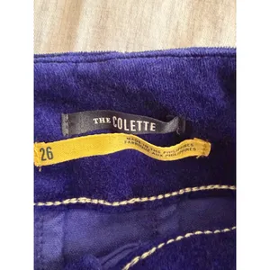 Maeve Anthro Colette Pants Women 26 Purple Blue Velvet Corduroy Wide Leg Crop thumbnail 5