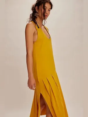NWT Free People Monika Midi Dress Mango Small thumbnail 3