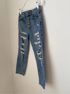 Free People We The Free Blossom Rigid Distressed Straight Leg Jeans Size 27 thumbnail 4