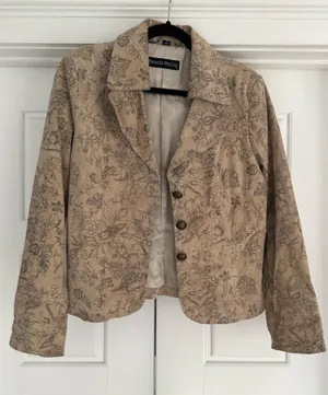 Pamela McCoy Suede Tan Floral Suede Jacket, Medium thumbnail 1