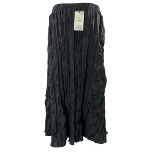 NEW Zara Women's Black Crinkled Textured Pleated Elastic Waist Maxi Skirts Sz S thumbnail 3