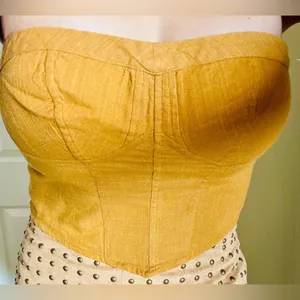 Free People One-Shoulder Mustard Crop Top thumbnail 2
