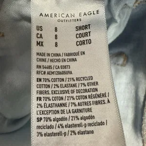 American Eagle Kick Boot Flare‎ Stretch Jeans Womens 8Short Light Wash Fray Hem thumbnail 8