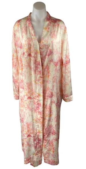 Stars Above Multicolor Silky Satin Marble Print 2Pc Sleepwear Robe Set Size M thumbnail 1