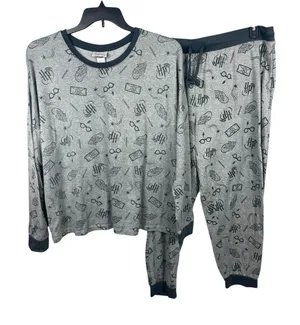 Harry Potter Wizarding World Pajama Set XXL Gray All Over Print Long Sleeve Pant thumbnail 1