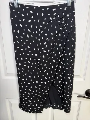 Abercrombie & Fitch Black & White Front Split-Slit Midi Skirt Small thumbnail 2