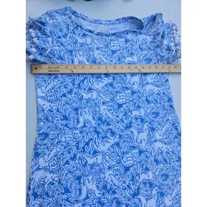 Lilly pulitzer lissie 100% pima cotton pom pom dress blue white foxes sz M thumbnail 7